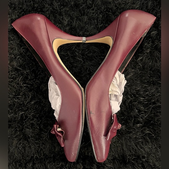 VINTAGE 80’s “Calico” Genuine Leather Burgundy Shoes w Kitten Heel - Never Worn! - Picture 7 of 10